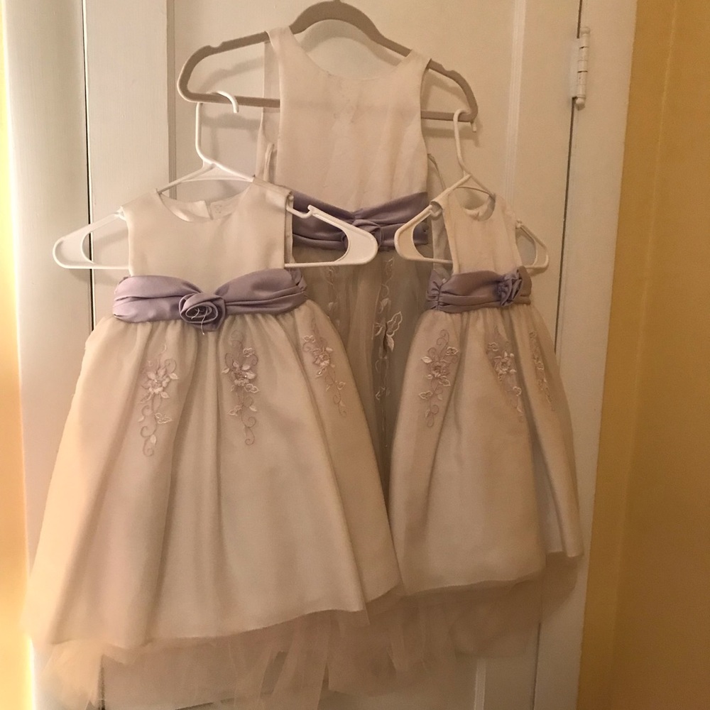 Sweet Beginnings Flower Girl Dresses White &Purple